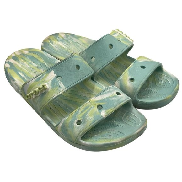 CROCS Classic Marbled Tie Dye 2 Strap Sandals Slides Water Green Women 11 Men 9 - Picture 1 of 14